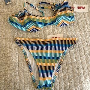 Solid and Striped Technicolor Mosaic Bikini NWT